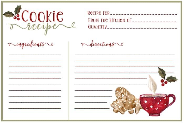 Printables for Christmas Cookie Exchange