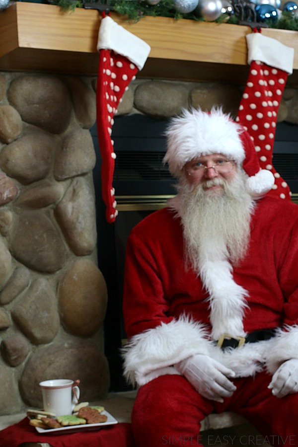 Santa with cookies and milk