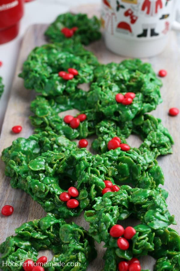 wreath cookies on board 