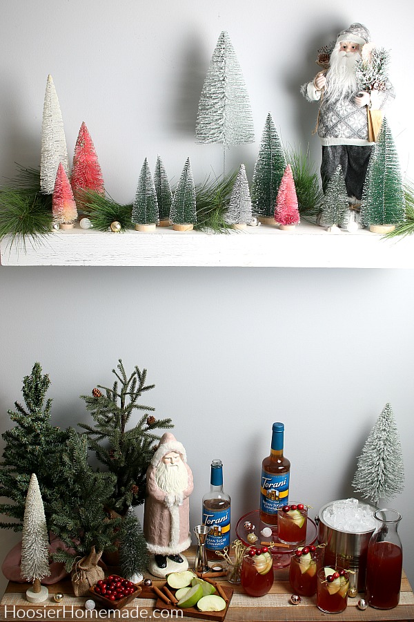 Table with drinks and holiday decoratations