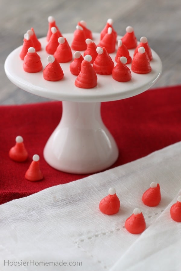 Cream Cheese Mints shaped like Santa Hats