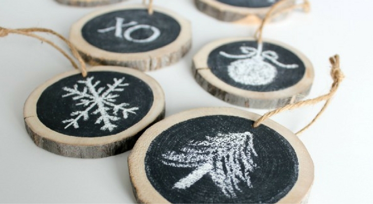 Log Slice Chalkboard Ornaments- 100 Days of Homemade Holiday Inspiration