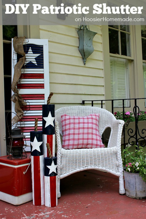 Welcome your guests all Summer long with this fun Patriotic Shutter! With just a few simple supplies, you can take an old shutter and make it new again! Click on the photo to see the instructions.