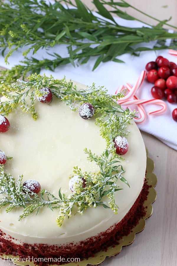 Decorating store bought cake with cranberries