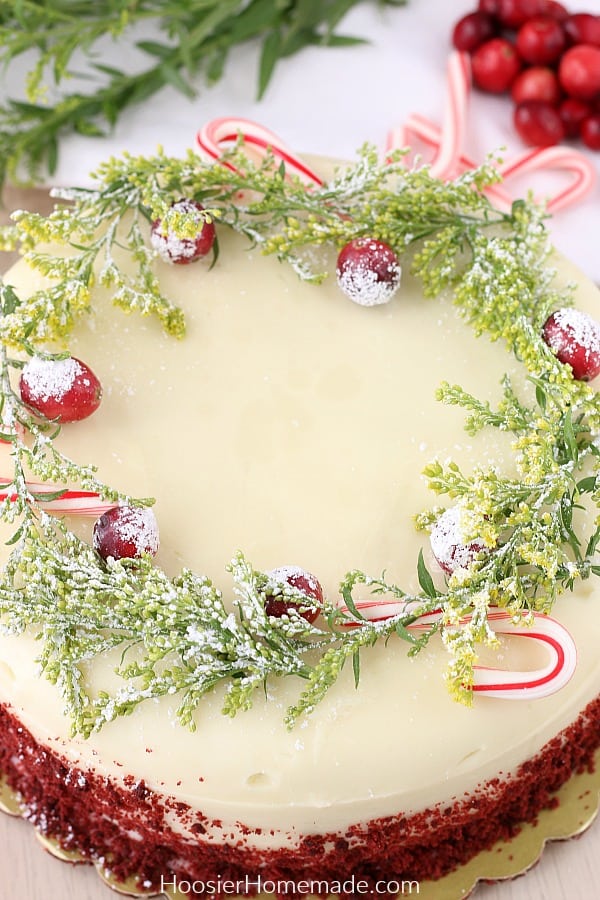 Decorating store bought cake with candy canes