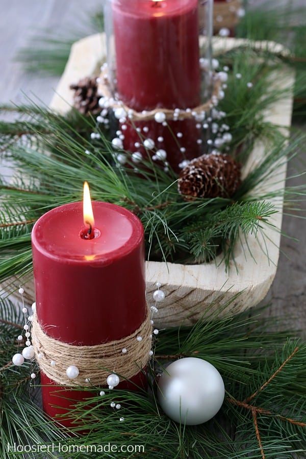 Christmas Centerpiece with Decorated Candles