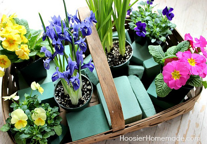 Floral foam in Easter Flower Basket Centerpiece