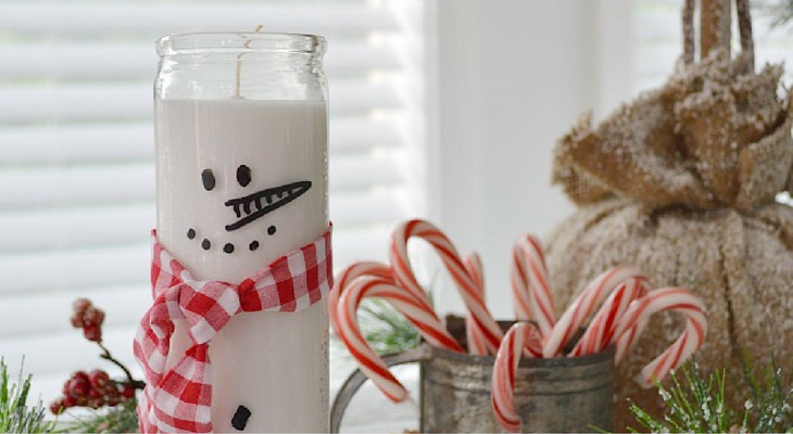Quick One Dollar Snowman Candle – 100 Days of Homemade Holiday Inspiration
