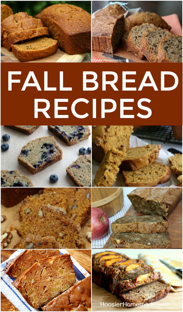 FALL BREAD RECIPES -- Nothing says "FALL" quite like a loaf of Pumpkin Bread! Or maybe it's Apple Cider Bread - or Zucchini Bread! No matter which one is your favorite, you will love these Fall Bread Recipes!