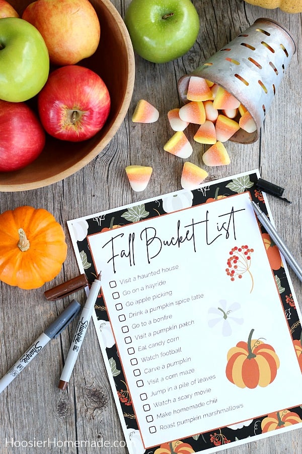 Free printable Fall bucket list