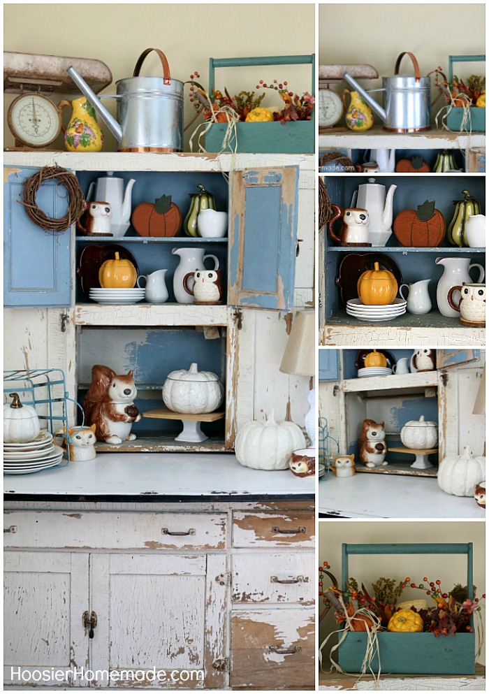 FALL DECORATING: HOOSIER CABINET -- Touches of Autumn in this EASY Fall Decor! 