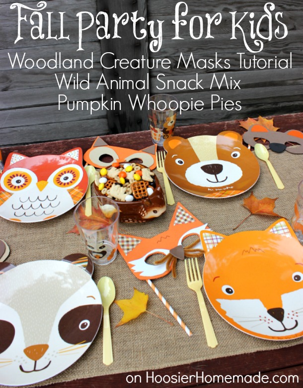 Kids Harvest Party Fall Snack Mix Recipe Fall Party for Kids with Woodland Creature Mask Tutorial 