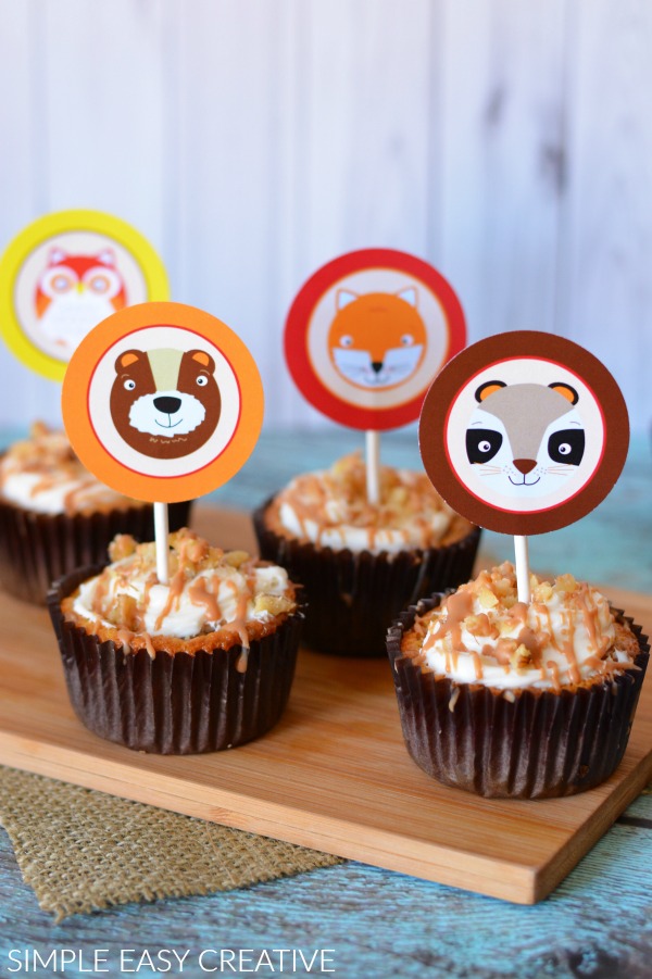 Fall Cupcake Toppers with Woodland Creatures