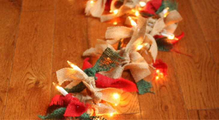 Lighted Burlap Garland For Christmas {How To} - CreateCraftLove