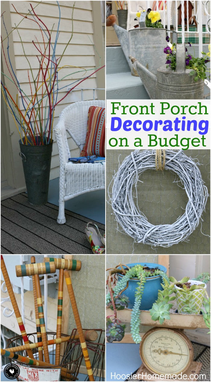 Decorating doesn't have to break the bank! With these Front Porch Decorating Ideas you will learn how to decorate your Front Porch on a Budget with items you have around your home! You might just be surprised at what you can use for FREE! Be sure to save these ideas for later and pin to your Decorating Board!