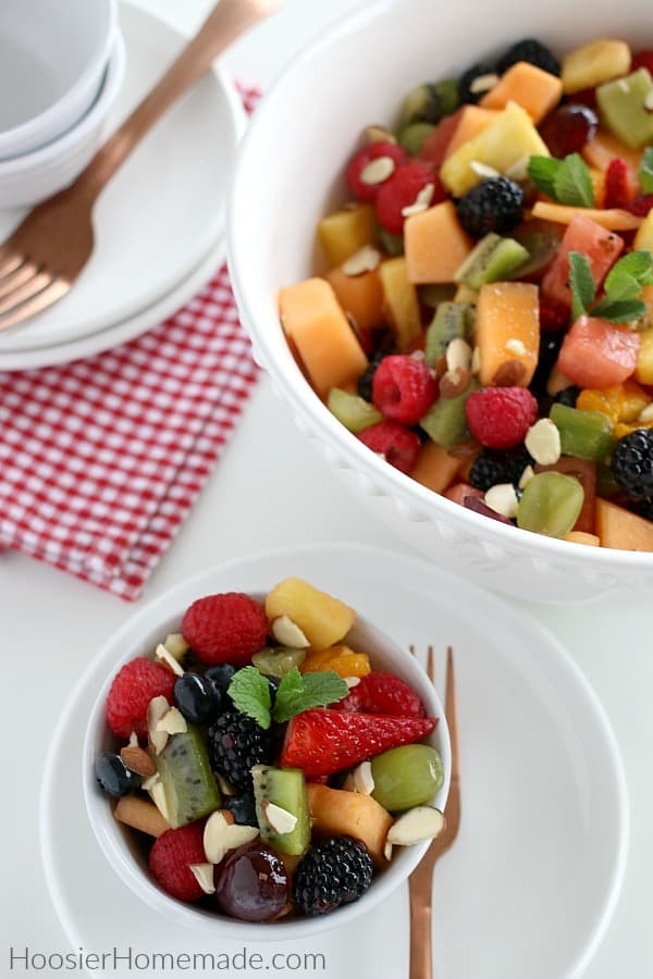 Fruit Salad Recipe in white bowls