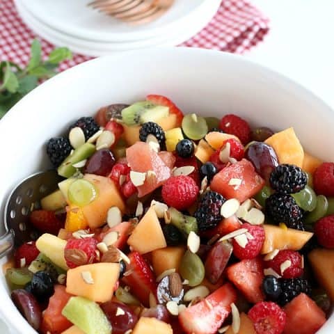 Fruit Salad in white bowl
