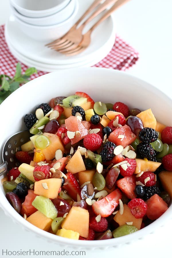 Fruit Salad in white bowl