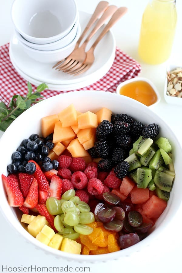 Fruit cut up in bowl