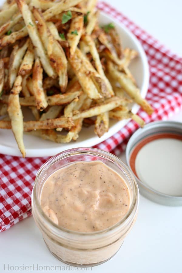 Fry Sauce in small mason jar with french fries