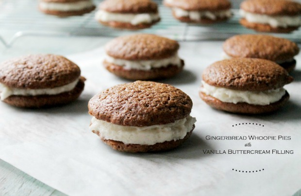 Gingerbread Whoopie Pies with Vanilla Buttercream: 100 Days of Homemade Holiday Inspiration