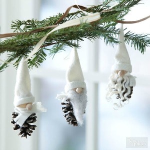 Gnome Ornaments with Pine Cones
