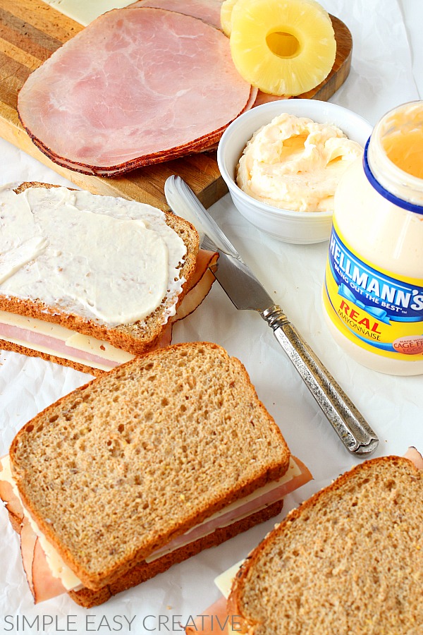 Add Hellmann's Mayonnaise to bread for Grilled Cheese Recipe