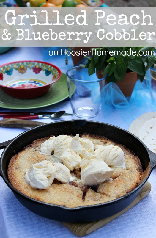 Grilled Peach & Blueberry Cobbler - Hoosier Homemade