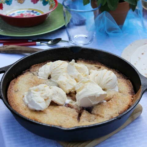 Grilled Peach & Blueberry Cobbler