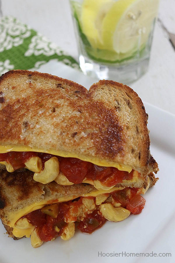 GRILLED MACARONI AND CHEESE FIESTA SANDWICH -- Take your ordinary grilled cheese up a notch! Add macaroni and cheese, salsa and a special ingredient to send it over the top! 