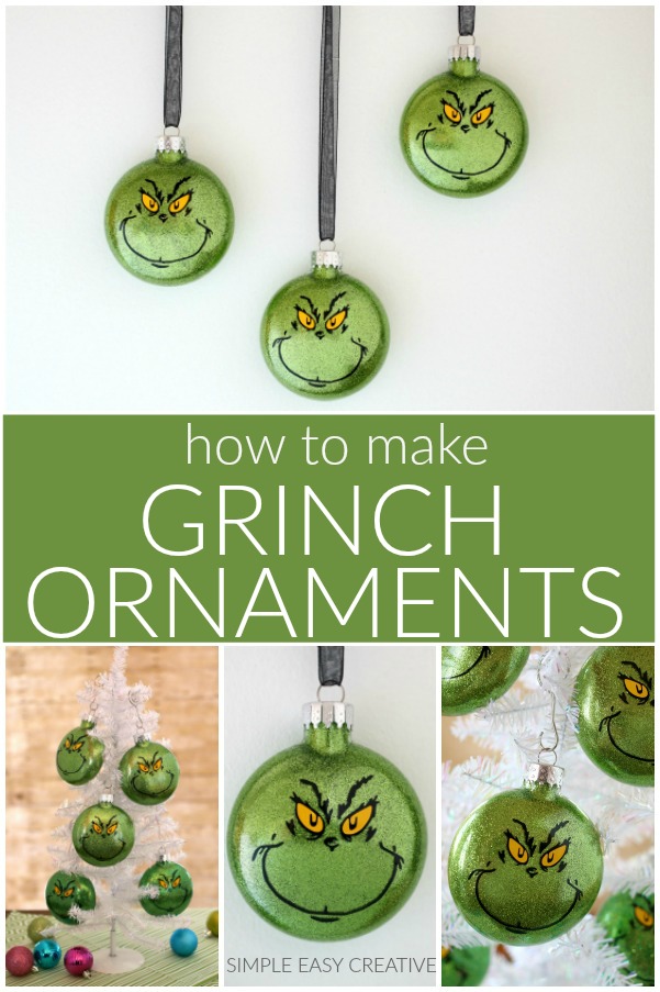 Easy DIY Glitter Ornaments Including A Grinch Ornament! - Leap of Faith  Crafting