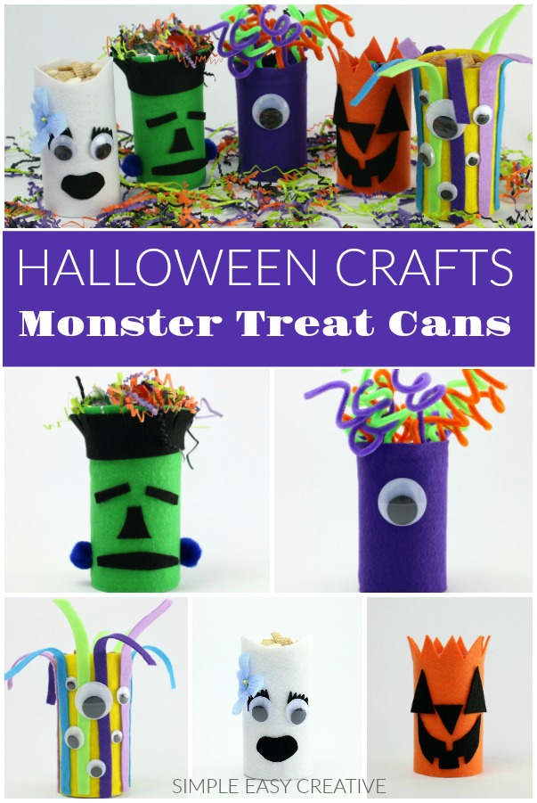 Halloween Crafts Monster Treat Cans - Hoosier Homemade