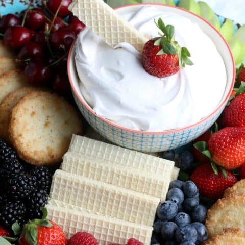 Sugar Free Cookie and Strawberry in Healthy Fruit Dip