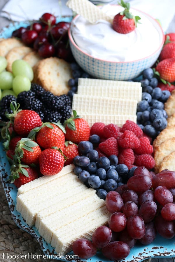 Healthy Fruit Dip with fruit and sugar free cookies