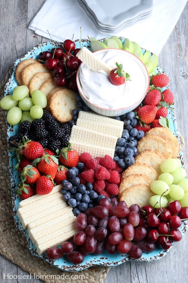 Fruit and Cookie Board with Healthy Fruit Dip