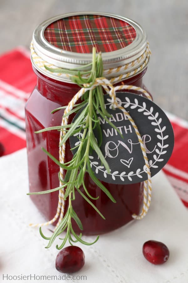 Homemade Cranberry Sauce in jar for gift