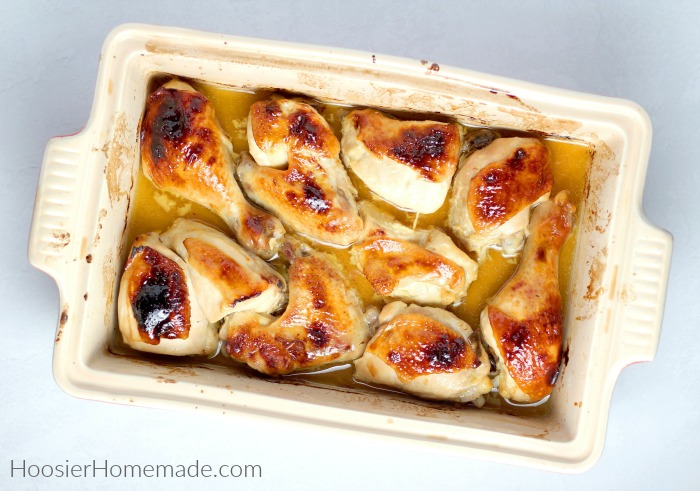 Baked Honey Glazed Chicken in a pan