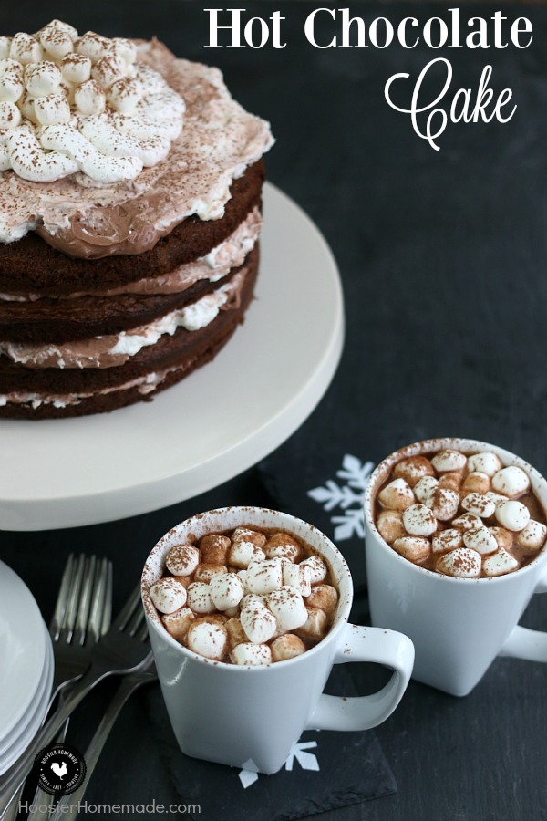 This showstopping Hot Chocolate Cake has layers of moist chocolate cake, pudding, whipped topping, marshmallows and yes, it has hot chocolate too. With these simple ingredients, you are on your way to this spectacular Holiday Cake that everyone will LOVE!