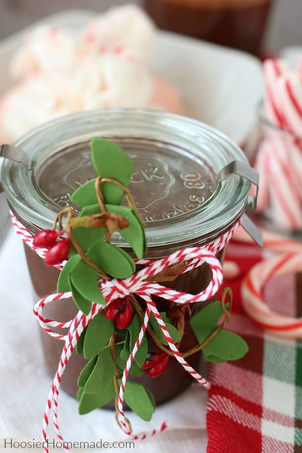 Hot Fudge Recipe in jar for Christmas Gift