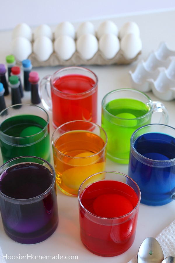 Easter Eggs soaking in dye