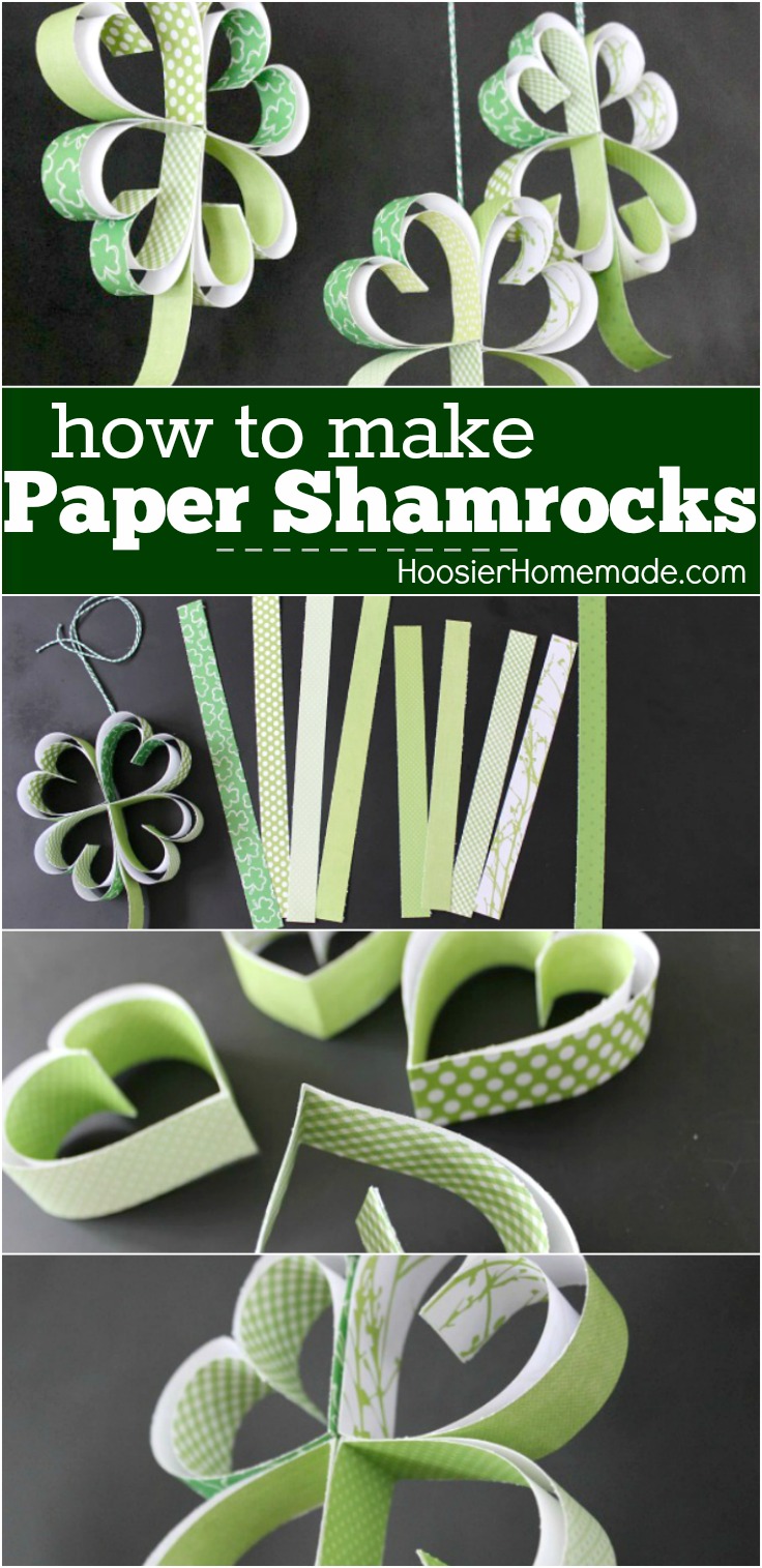 Learn how to make these adorable Paper Shamrocks! A fun St. Patrick's Day Craft that the kids can help with too! Just a few simple supplies needed! Pin to your St. Patrick's Day Board!