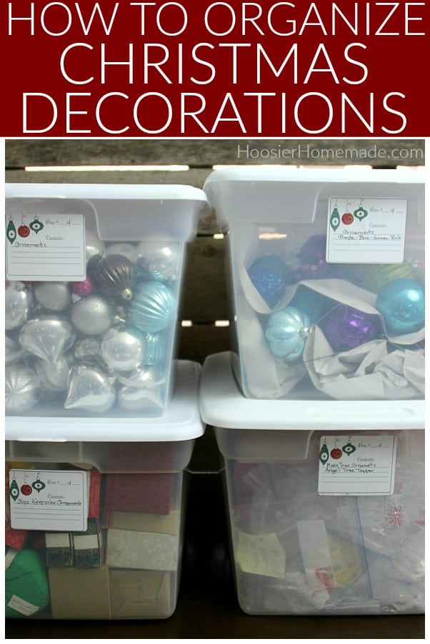 Christmas Decorations organized in boxes