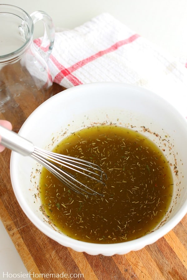 Mixing oil in bowl for Italian Dressing