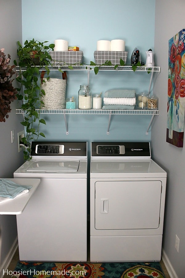 Small Laundry Room with shelves