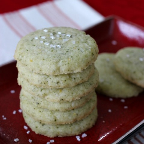 Lemon Basil Shortbread Cookies