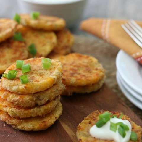 LOADED MASHED POTATO PATTIES - Use up your leftover mashed potatoes with the easy recipe for Mashed Potato Cakes! BAKED not FRIED!