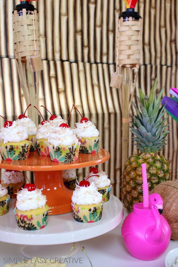 Pina Colada Cupcakes for Luau Party Ideas