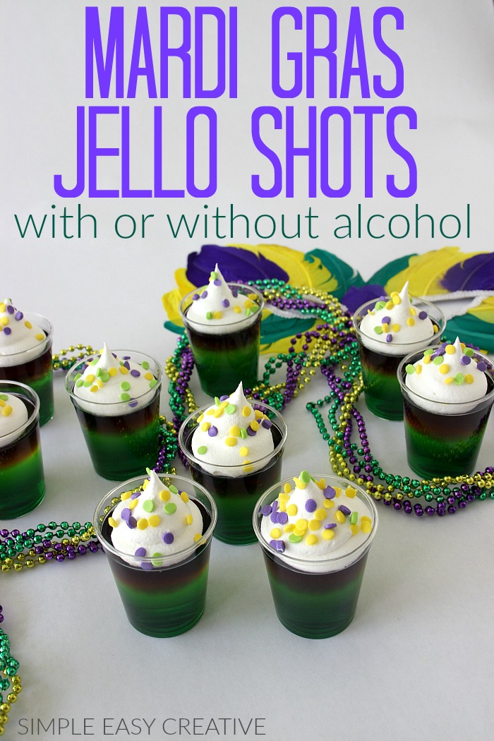 Mardi Gras Jello Shots made with or without alcohol