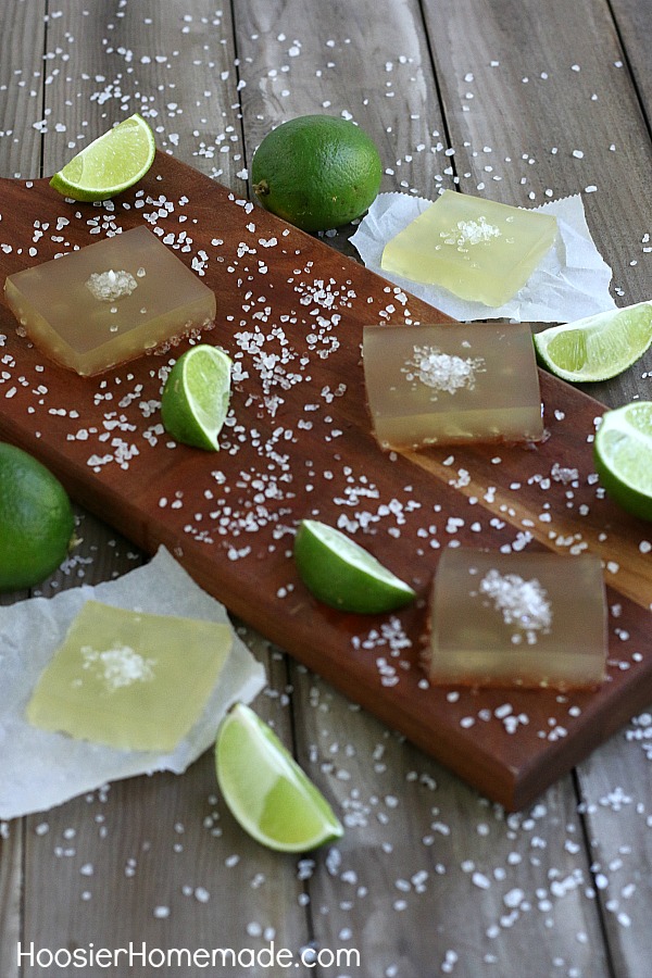 MARGARITA JELLO SHOTS -- You are ONLY 3 ingredients away from a fun adult jello shot! Whip up a batch of these for your next party!