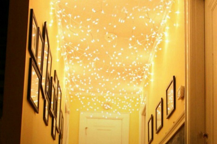 christmas lights on ceiling